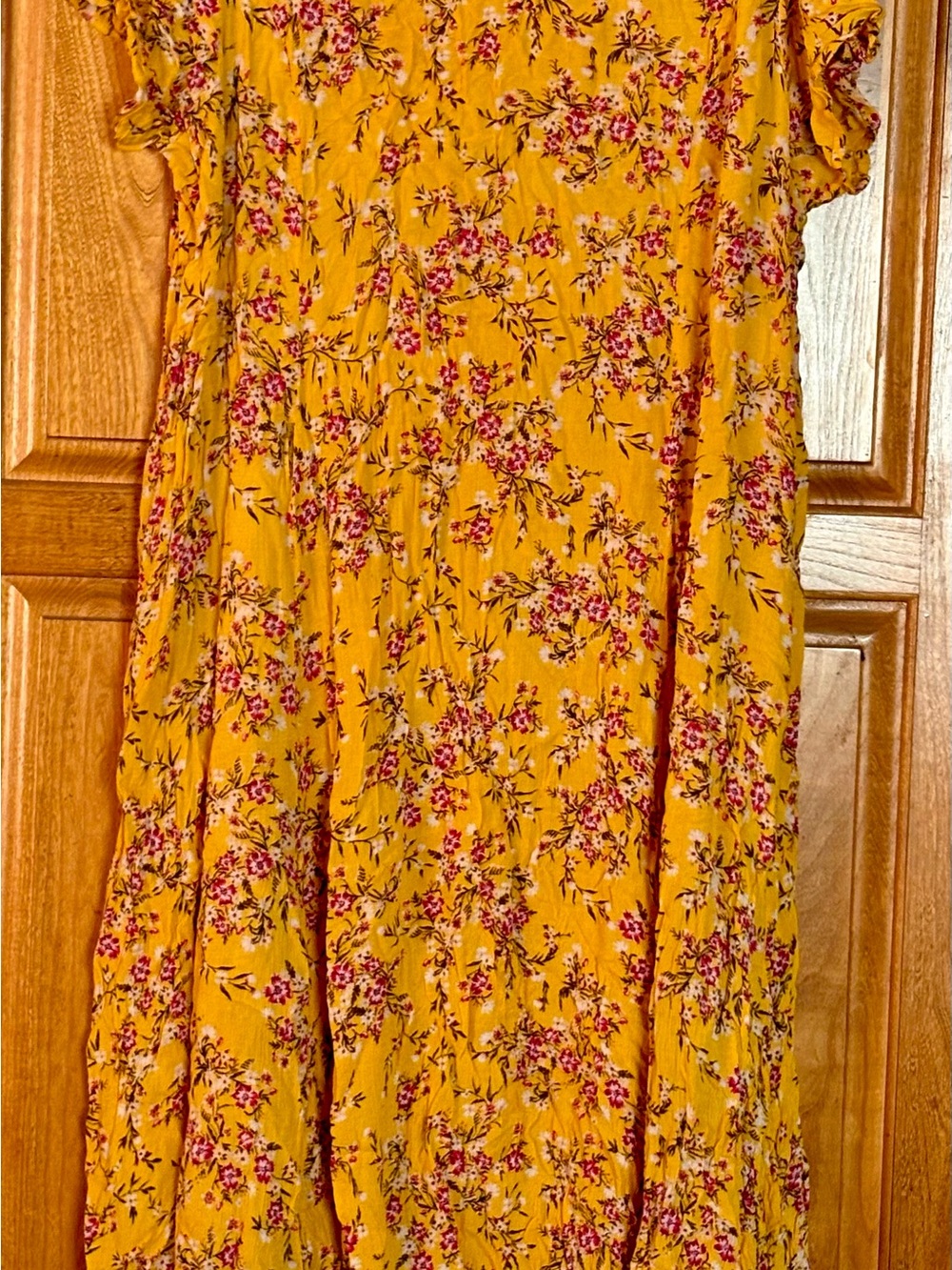 Woman Within Yellow Floral Crinkle Dress 18/20